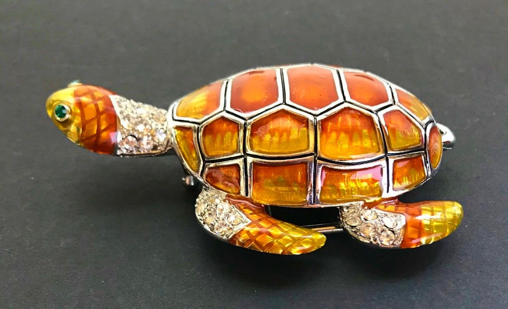 Hebilla de cinturón de tortuga marina naranja con diamantes de imitación detallados Hebillas de cinturones