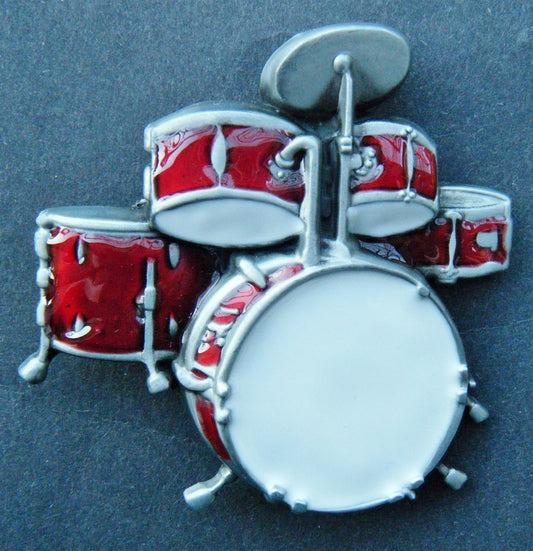 DRUM SET MUSIC MUSICAL INSTRUMENTS RED BELT BUCKLE BOUCLE DE CEINTURE BELTS