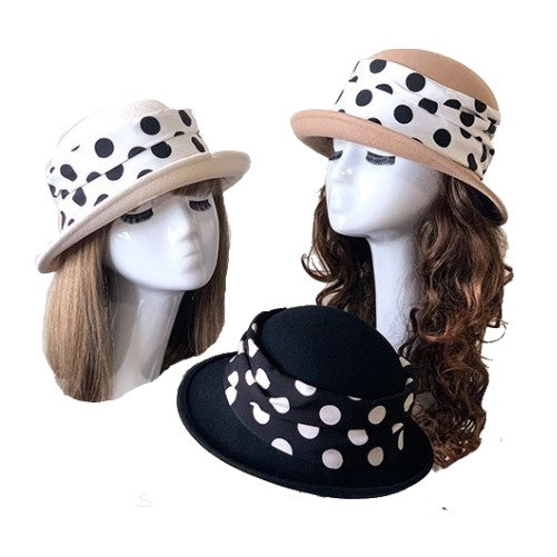 Elegante cinturón cinta mujer enrollable lana Fedora sombrero de invierno Derby Bucket Cap