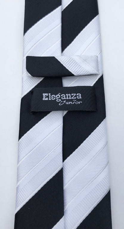 Eleganza Junior Blanco Negro Rayas Elegantes Rayas Elegantes Corbata Delgada Hecha a Mano