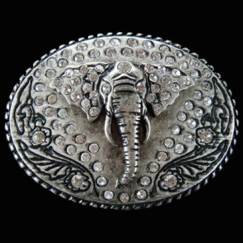 Boucle de ceinture en forme d'éléphant et d'animal porte-bonheur en strass