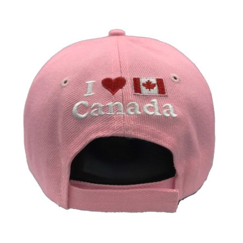 Casquette de baseball brodée I Love Canada en forme de feuille d'érable, chapeau rose pour camionneur solaire