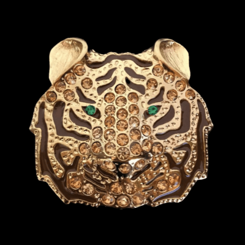 Boucle de Ceinture Tigre Animal Exotique Tigresse Yeux Verts