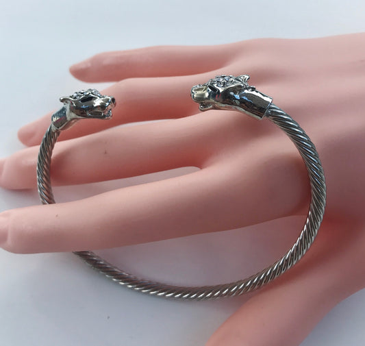 Bracelet en acier inoxydable avec visage de Dragon, corde torsadée à la mode