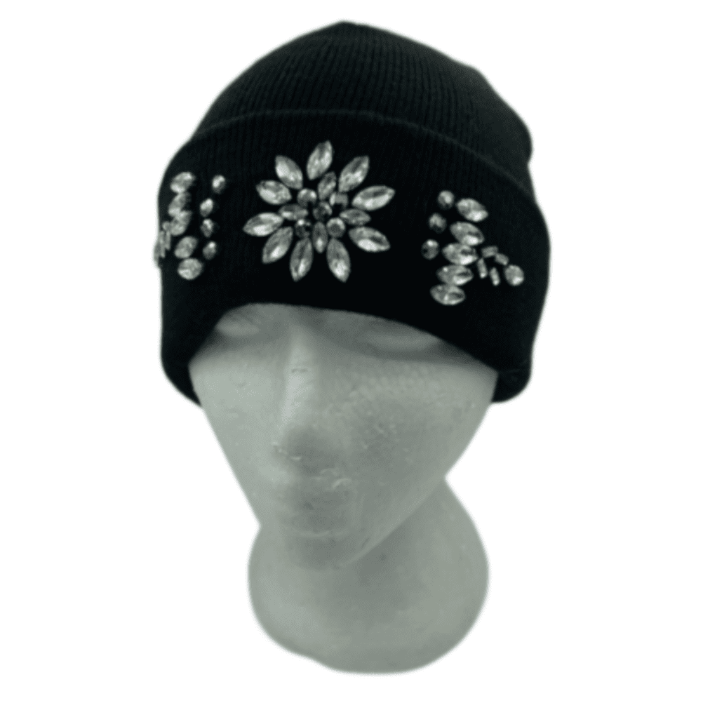 Bonnet d'hiver à la mode avec strass, manchette scintillante, casquette de Ski en tricot