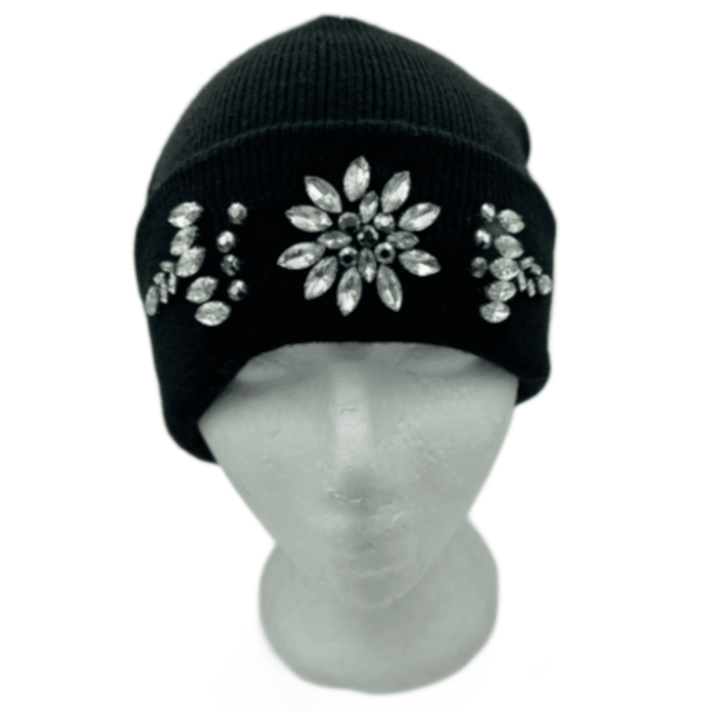 Bonnet d'hiver à la mode avec strass, manchette scintillante, casquette de Ski en tricot