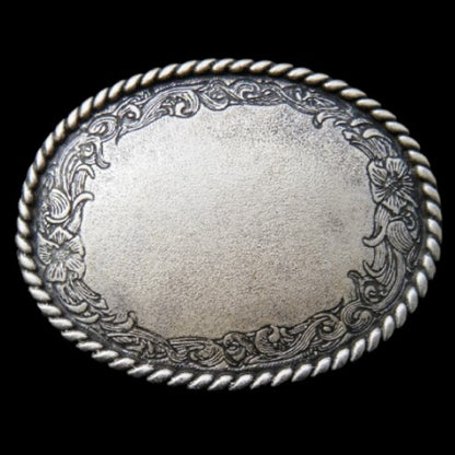 Boucle de ceinture de cowboy occidental en argent ancien, fleur