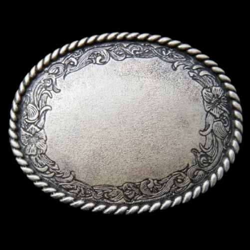 Flower Old Silver Western Cowboy Belt Buckle