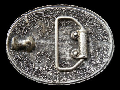 Boucle de ceinture de cowboy occidental en argent ancien, fleur