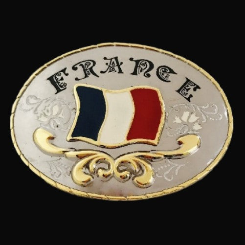 France's French Flag Western Fashion Big Belt Buckle