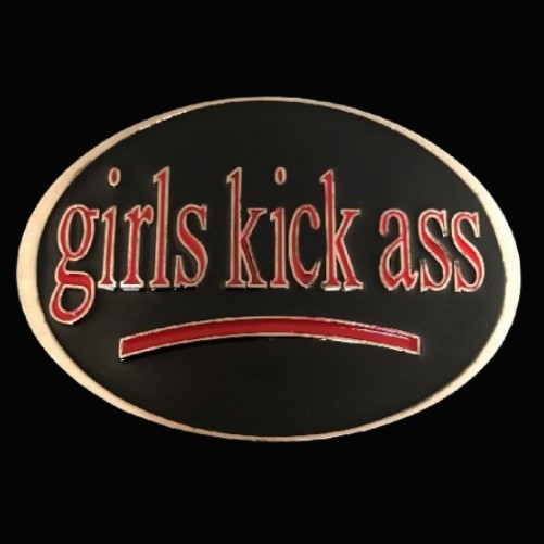 Girls Kick Ass Funny Cool Belt Buckle