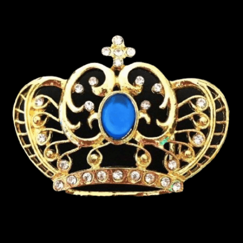 Rhinestone Crown Blue Stone Royal Queen Belt Buckle