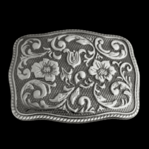 Flowers Antique Silver Wild West Western Belt Buckle