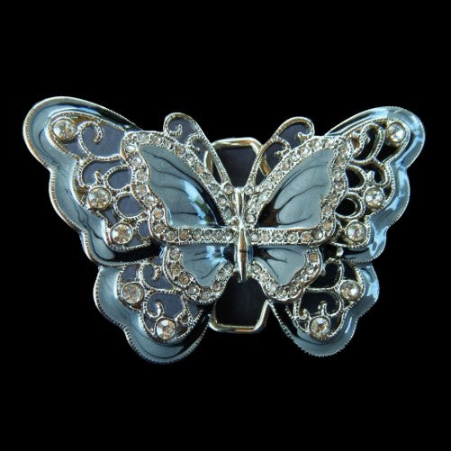 Butterfly Wing Fashion Grey Rhinestone Belt buckle