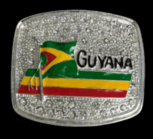 Boucle de ceinture avec drapeau de Guyane en strass de Georgetown