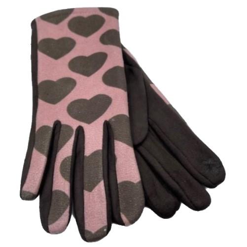 Hearts Print Women's Winter Fashion Gloves