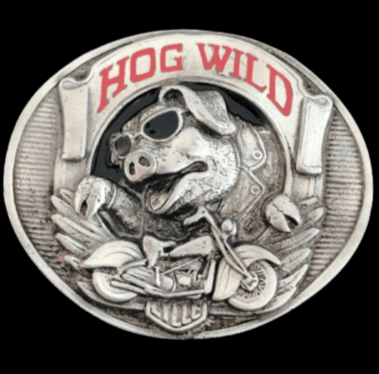 Hog Wild Motorcycle Biker Rider Belt Buckle