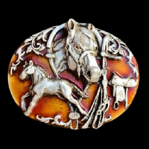 Horse Saddle Western Cowboy Belt Buckle