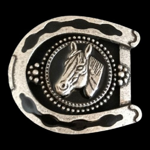 Horse Horseshoe Western Rodeo Cowboy Belt Buckle