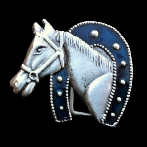 Horse Horseshoe Cowboy Western Belt Buckle