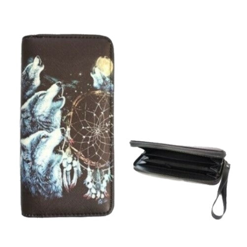 Howling Wolf Wolves - Cartera de mano con cremallera para mujer