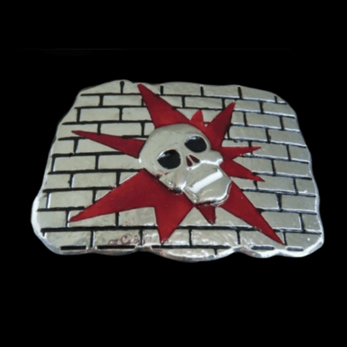 Brick Wall Splash Skull Scary Party Belt Buckle