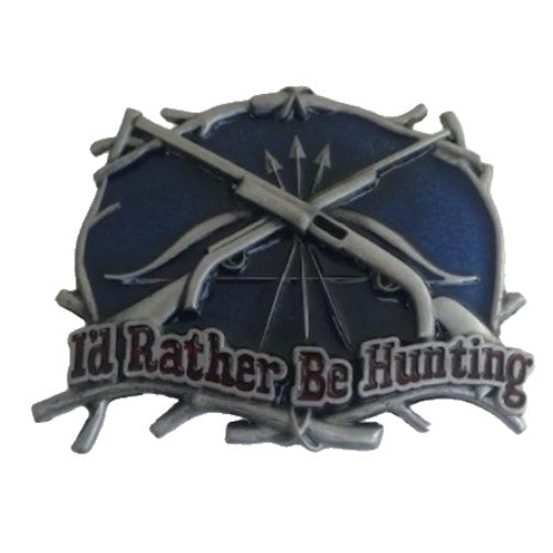 Rather Be Hunting Rifle Gun Hunter Belt Buckle