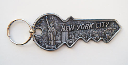 I LOVE NEW YORK NY CITY METAL SOUVENIR LLAVERO DE DOS CARAS ESTATUA DE LA LIBERTAD