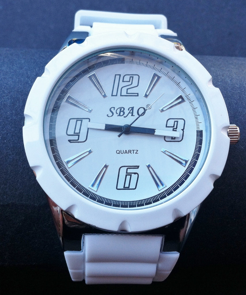 WHITE UNISEX MEN WOMAN LADY FASHION SILICONE BIG WRIST WATCH MONTRE BLANC