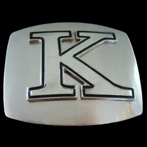 Letter K Initial Name Monogram Chrome Belt Buckle