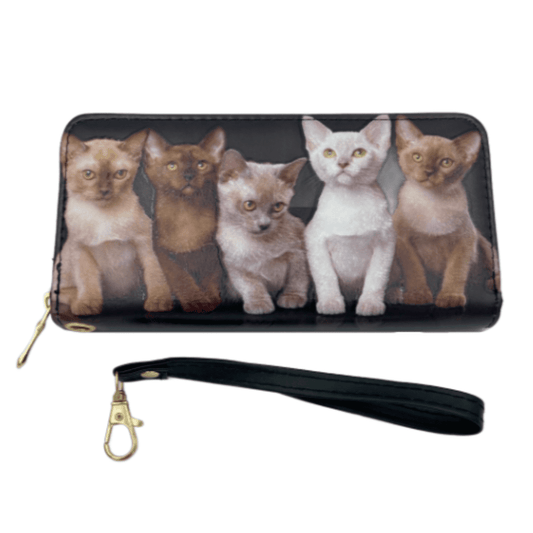 Gatitos Gatos Colorido Moda Mujer Cremallera Embrague Cartera