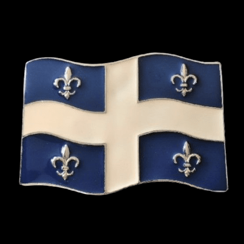 Hebilla de cinturón de flor de lis con bandera de Quebec de la provincia de La Belle