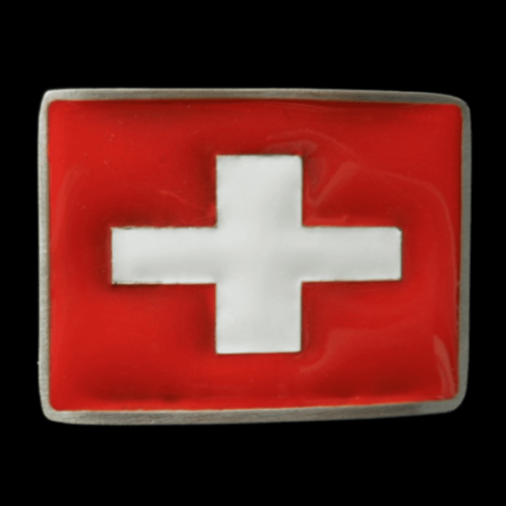 Hebilla de cinturón con símbolo de salvavidas, cruz médica, bandera de Suiza