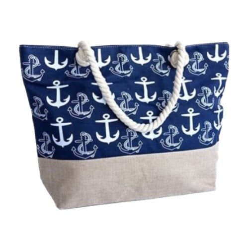 Beach Bag Large Capacity Zipper Handbag Shopping Travel Tote Shoulder Beach Bag Anchor