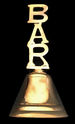 LAST CALL DRINKS BARTENDER DESKTOP BAR ART BRASS COUNTER BELL BELLS CLOCHE