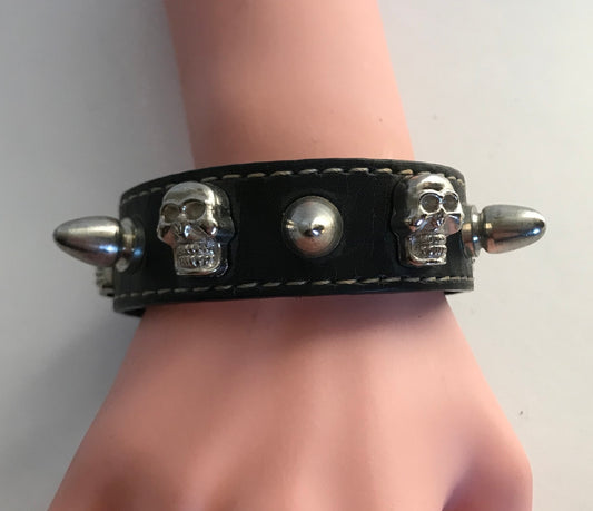 Leather Cross cuff wristband bracelet goth punk celtic