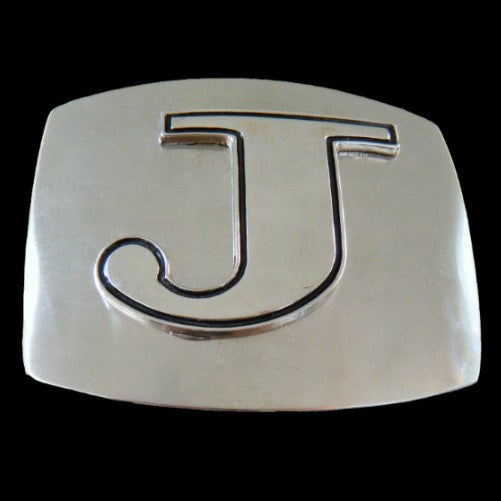 Letter J Initial Name Chrome Belt Buckle Buckles