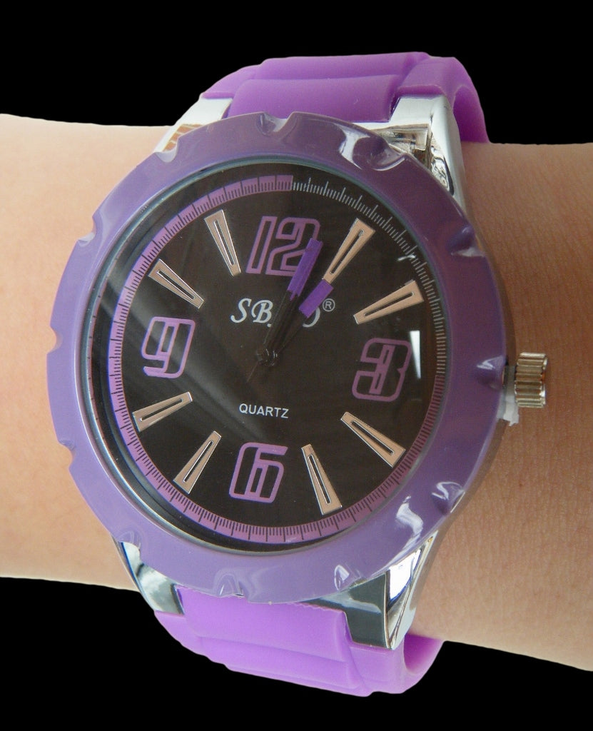 LILAC UNISEX MEN WOMAN LADY FASHION SILICONE BIG WRIST WATCH MONTRE LILA