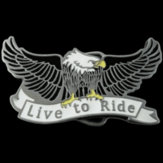 Live To Ride Motorcycle Biker Eagle Belt Buckle