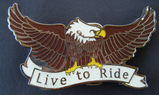 Live To Ride Motorcycle Biker Eagle Belt Buckle