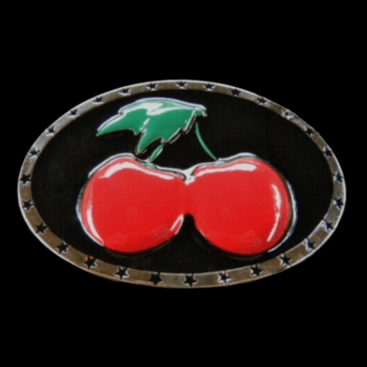 Lucky Casino Game Red Cherries Fruit Belt Buckle