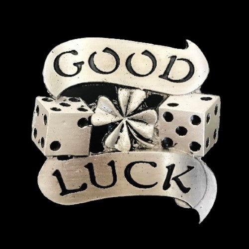 Good Luck Shamrock Lucky Charm Dices Casino Gambler Belt Buckle