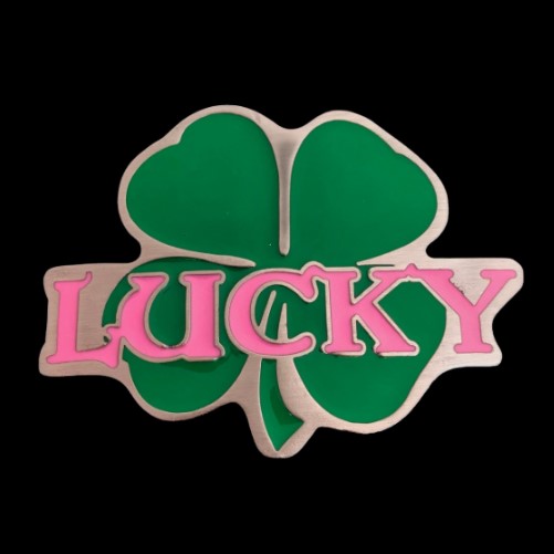 Lucky Pink Irish 4 Hebilla de cinturón de trébol de cuatro hojas