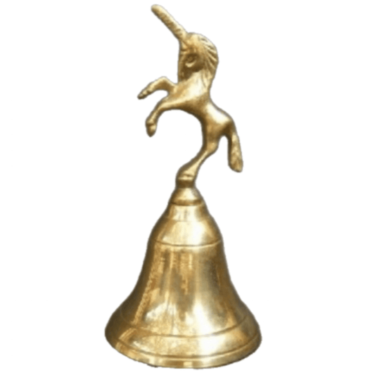 Lucky Unicorn Solid Brass Vintage Dinner Bell Gold Toned