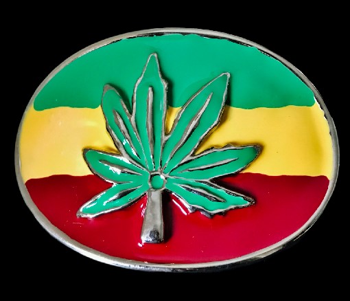 Hebilla de cinturón con bandera de Jamaica para legalizar la marihuana