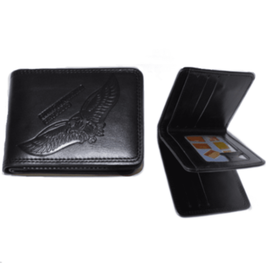 Mens American Eagle Embossed Design Genuine Leather Brown Trifold Wallet