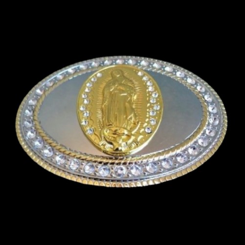 Virgin Mother Mary Silhouette Catholic Religion Western Belt Buckle