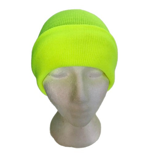 Neon Beanie Cap Plain Knit Ski Hat Cuff Winter Solid Warm Men Women Toque