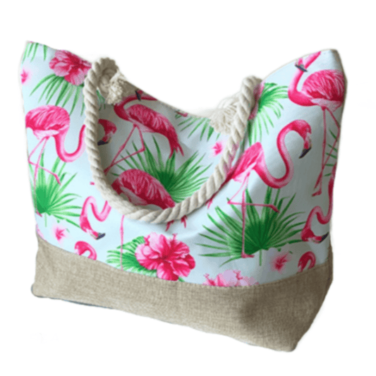 New Fashion Pink Flamingos Beach Canvas Large Tote Bag Handbags