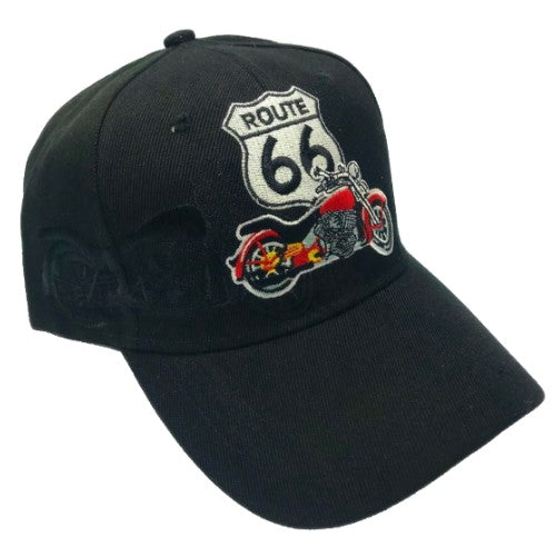 Route 66 - Gorro de motociclista para motocicleta, gorro de béisbol ajustable, bordado